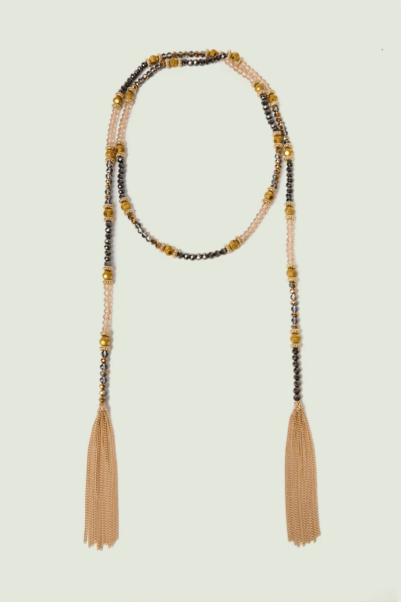COLLANA CON PERLINE SFACCETTATE E FRANGE - Image 5