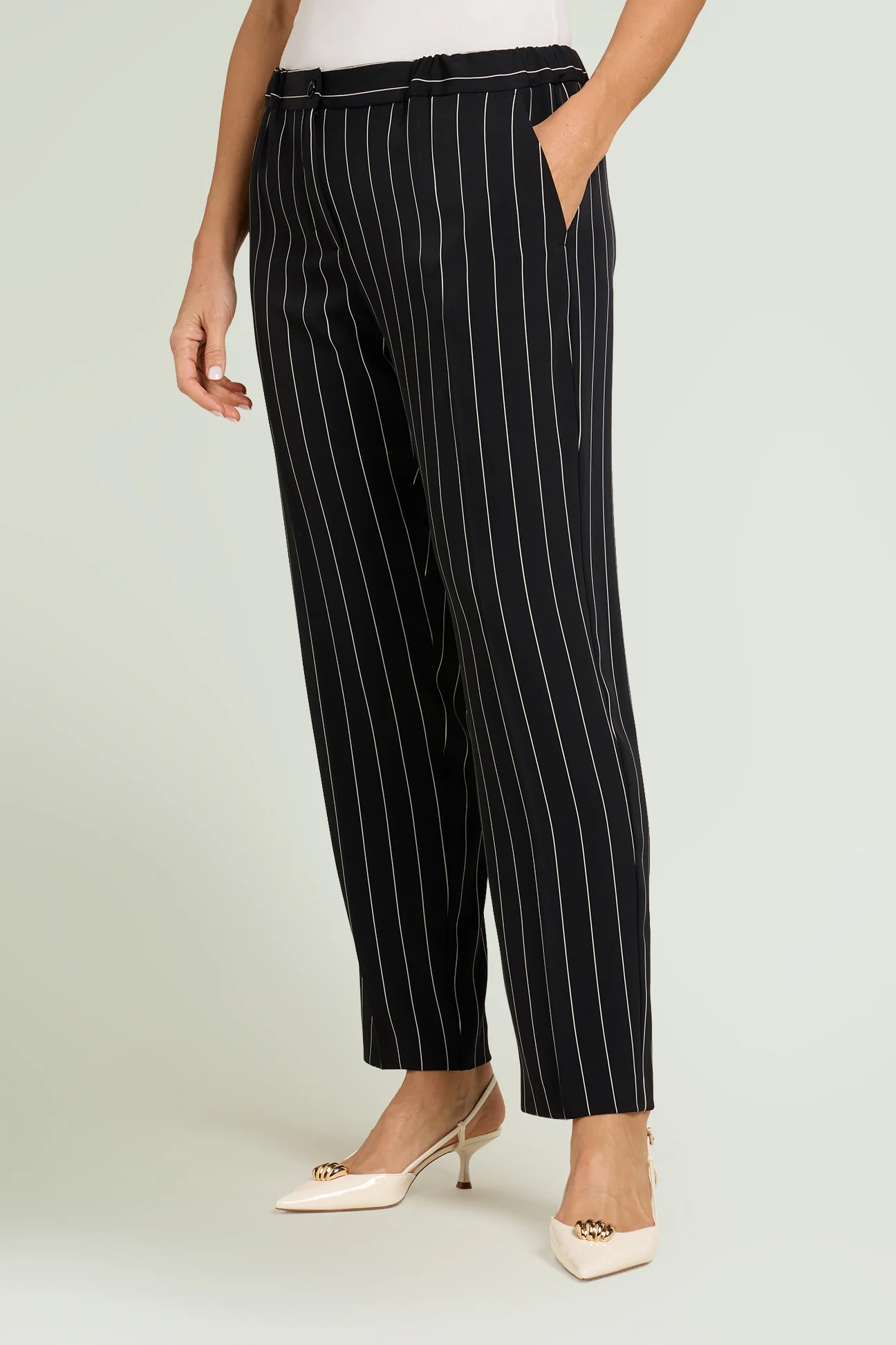 PANTALONI A SIGARETTA IN CADY GESSATO - Image 3