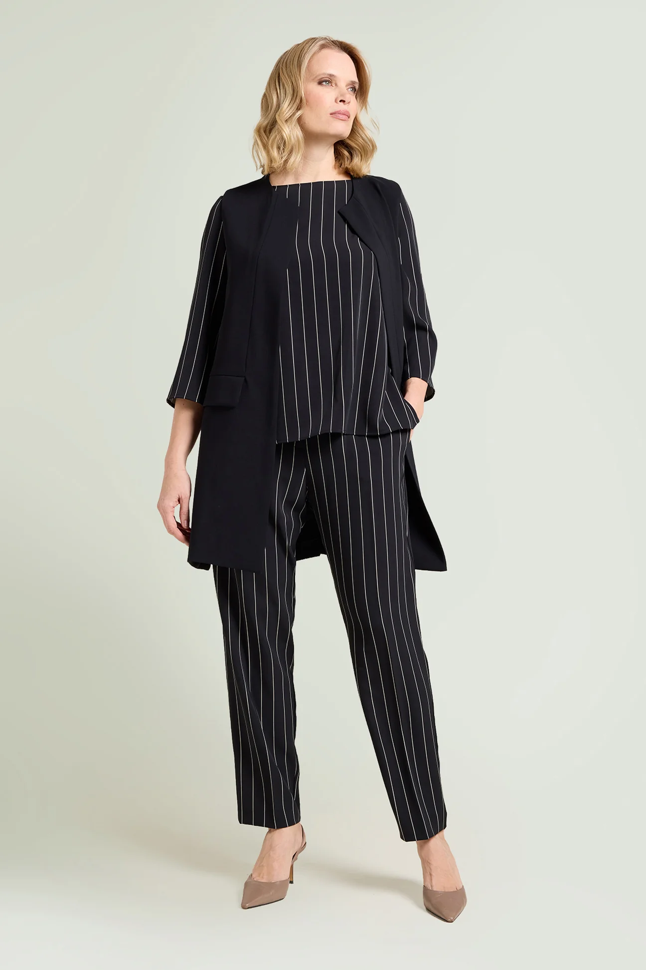 PANTALONI A SIGARETTA IN CADY GESSATO - Image 4