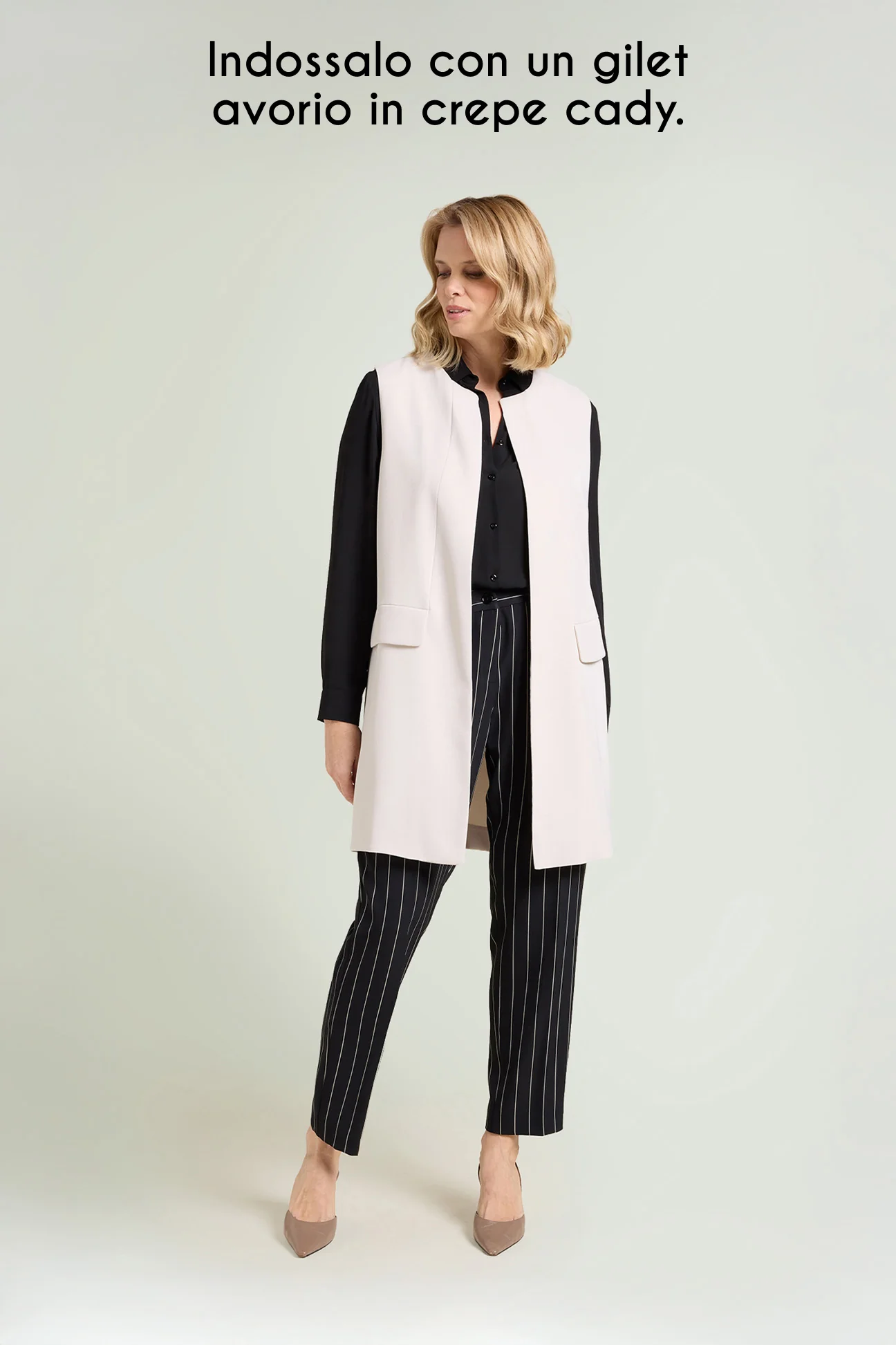 PANTALONI A SIGARETTA IN CADY GESSATO - Image 7